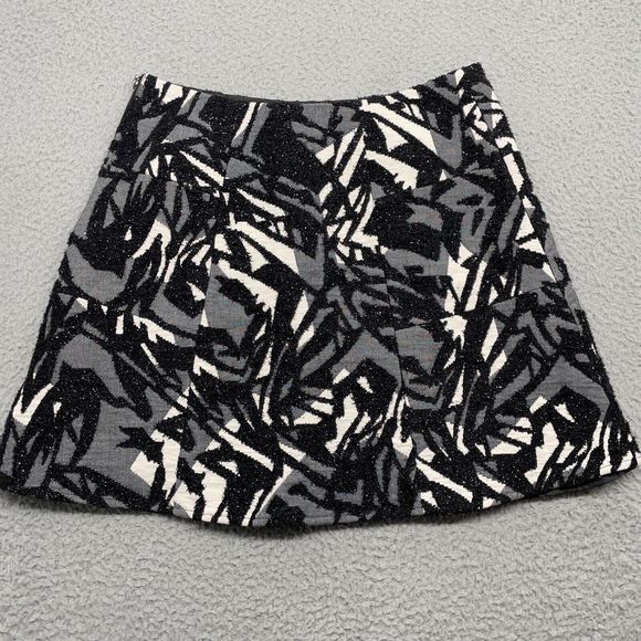 Zara Mini Skirt Womens Small Black White A-Line Skater Sparkle Textured Party - Picture 2 of 11